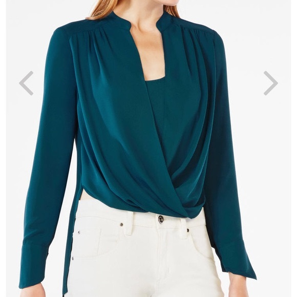 BCBG MaxAzria Tunic Blouse - Teal Blue - Size XXS fits 0-2 - Picture 7 of 9